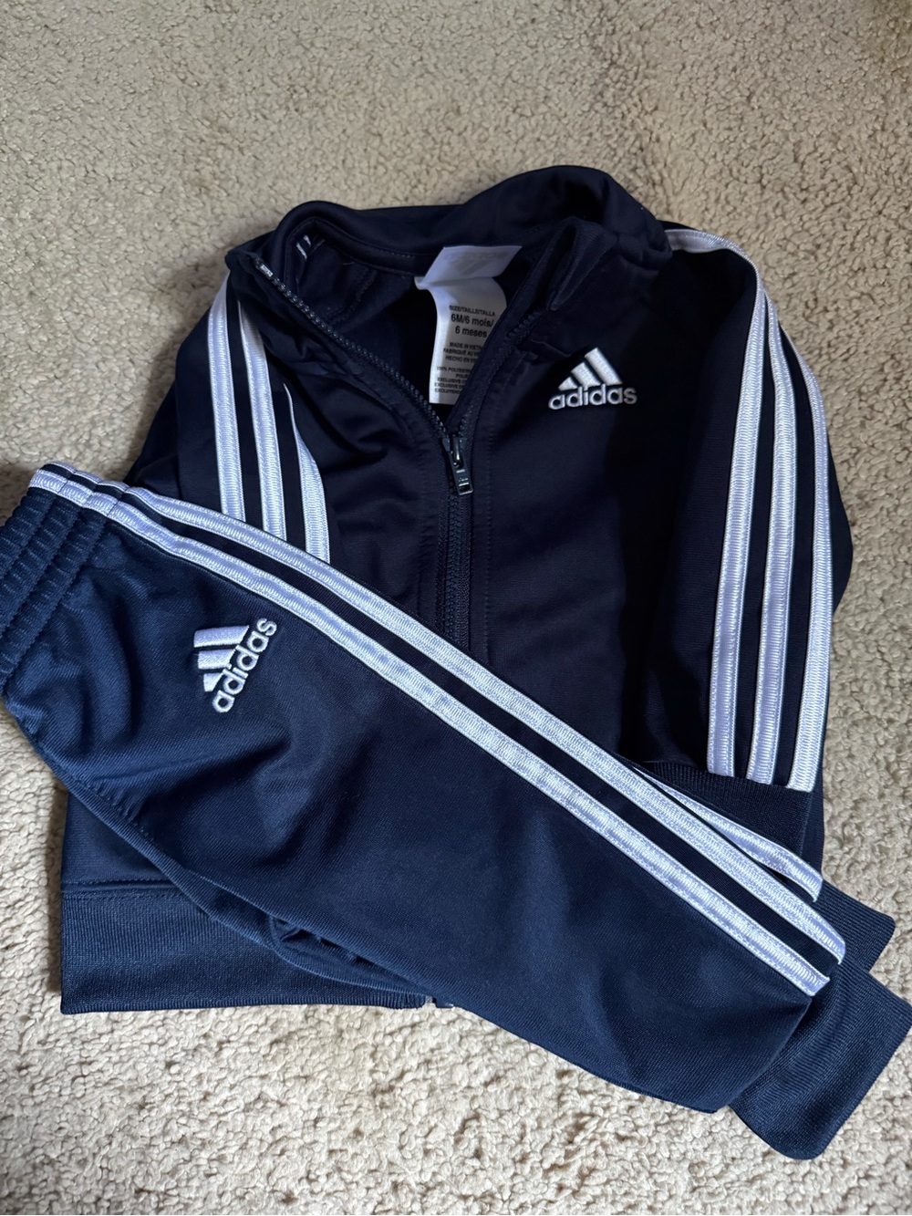 adidas Baby Navy Track Jacket and Pants Set size 6 months